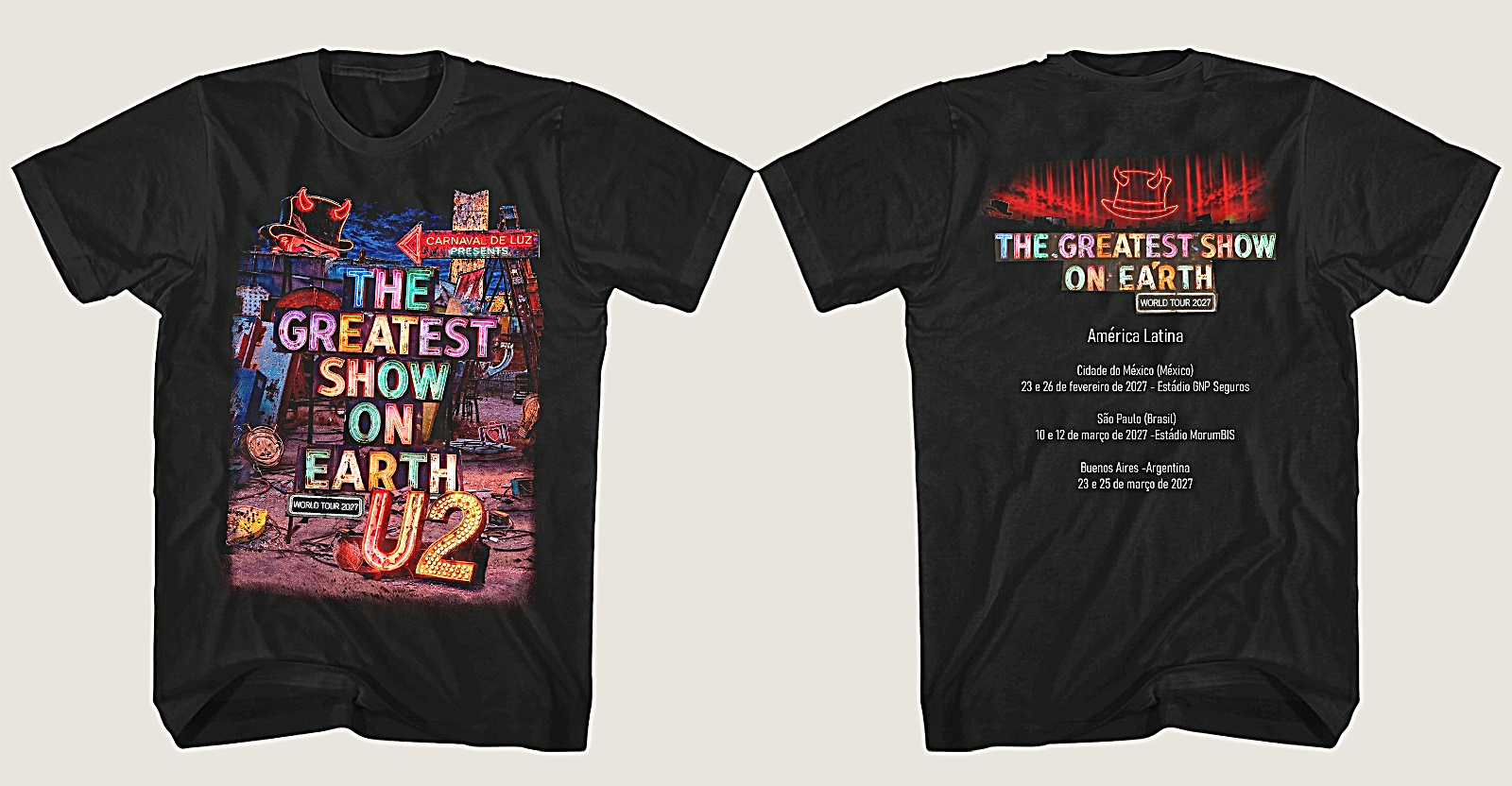 CAMISETA U2 - THE GREATEST SHOW ON EARTH TOUR 2027